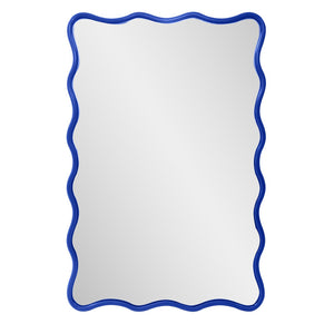 Howard Elliott Maya Rectangular Waved Edge Mirror - Vibrant Scalloped Frame For A Whimsical Touch In Any Room Blue Polyresin 66065rb-howard-elliott
