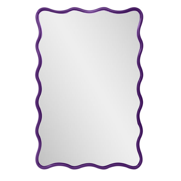 Howard Elliott Maya Rectangular Waved Edge Mirror - Vibrant Scalloped Frame For A Whimsical Touch In Any Room Purple Polyresin 66065rp-howard-elliott