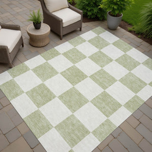 HomeRoots 10' Artichoke Green & Ivory Geometric Washable Rug – Durable Indoor/Outdoor Style for Every Space 660660