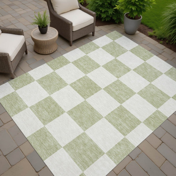 HomeRoots 10' Artichoke Green & Ivory Geometric Washable Rug – Durable Indoor/Outdoor Style for Every Space 660660