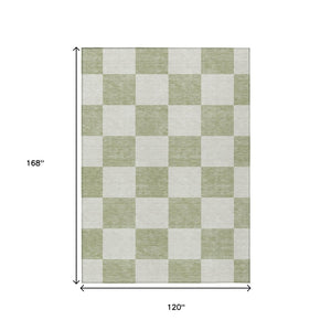 HomeRoots 10' Artichoke Green & Ivory Geometric Washable Rug – Durable Indoor/Outdoor Style for Every Space 660660