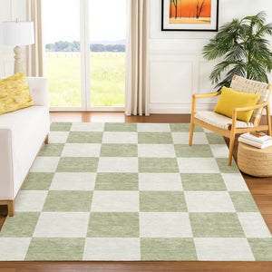 HomeRoots 10' Artichoke Green & Ivory Geometric Washable Rug – Durable Indoor/Outdoor Style for Every Space 660660