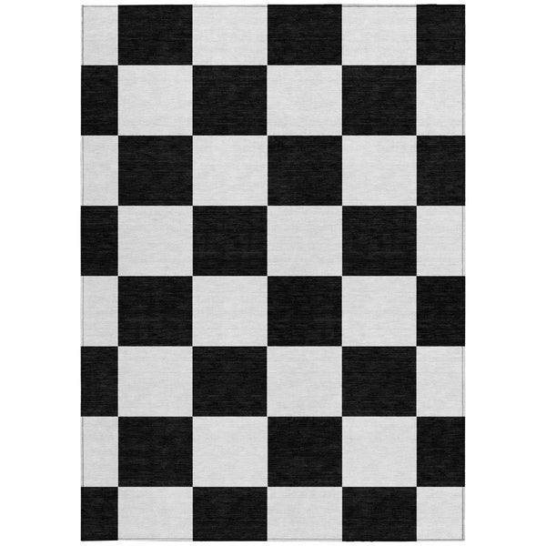 HomeRoots 5' X 8' Stylish Black and White Geometric Area Rug - Durable, Washable for Indoor and Outdoor Use! 660662