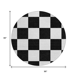 HomeRoots 8' Black And White Geometric Indoor Outdoor Area Rug – Stylish, Durable & Easy-Clean Design! 660663