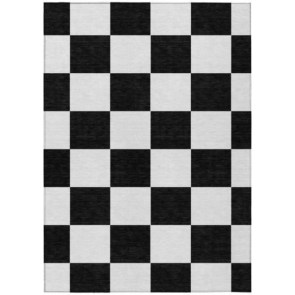HomeRoots 10' X 14' Stylish Black and White Geometric Area Rug - Durable, Washable, Perfect for Indoor & Outdoor Use 660666