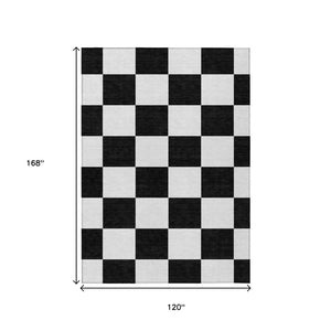 HomeRoots 10' X 14' Stylish Black and White Geometric Area Rug - Durable, Washable, Perfect for Indoor & Outdoor Use 660666