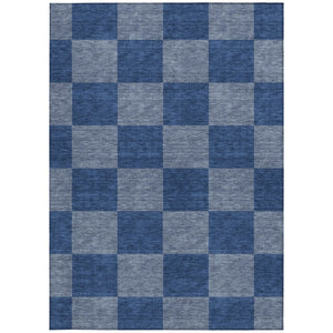 HomeRoots 5' Blue and Gray Geometric Area Rug - Washable, Durable Design for Indoor & Outdoor Spaces, 5x8' 660668