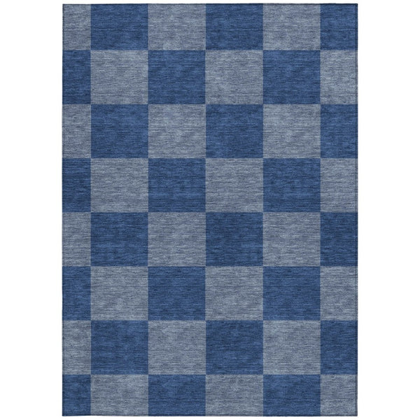 HomeRoots 5' Blue and Gray Geometric Area Rug - Washable, Durable Design for Indoor & Outdoor Spaces, 5x8' 660668