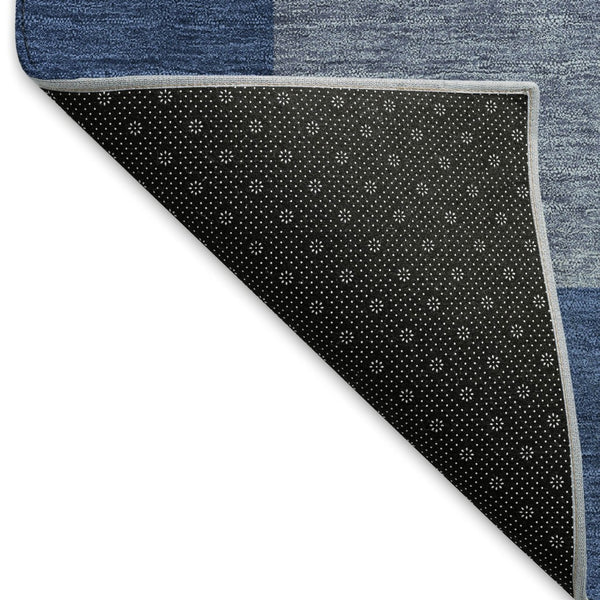 HomeRoots 8' Blue and Gray Round Rug - Stylish Geometric Design for Indoor/Outdoor Use, Machine Washable & Durable 660669