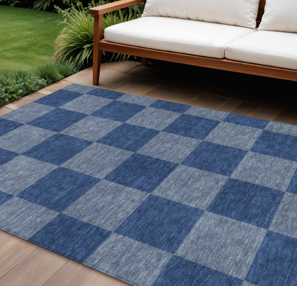 HomeRoots 9' Modern Blue and Gray Geometric Area Rug - Stylish, Washable, and Durable for Indoor/Outdoor Use 660671
