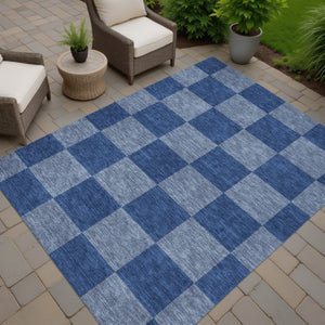 HomeRoots 9' Modern Blue and Gray Geometric Area Rug - Stylish, Washable, and Durable for Indoor/Outdoor Use 660671