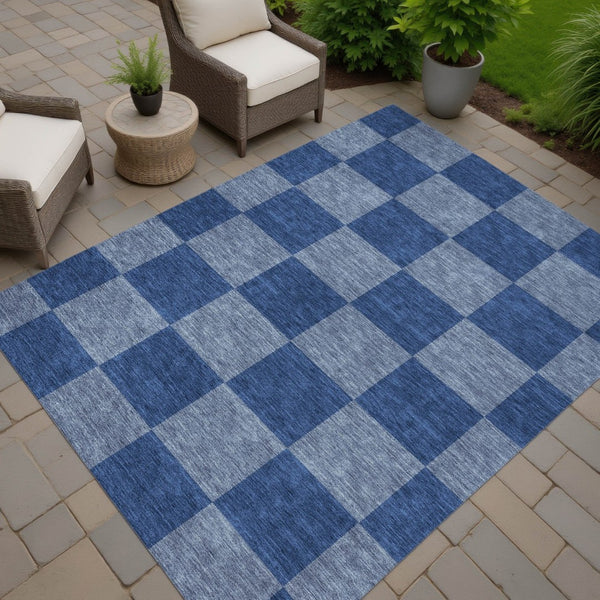 HomeRoots 9' Modern Blue and Gray Geometric Area Rug - Stylish, Washable, and Durable for Indoor/Outdoor Use 660671