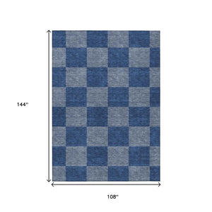 HomeRoots 9' Modern Blue and Gray Geometric Area Rug - Stylish, Washable, and Durable for Indoor/Outdoor Use 660671
