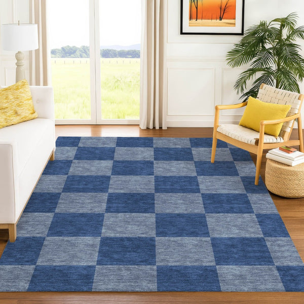 HomeRoots 9' Modern Blue and Gray Geometric Area Rug - Stylish, Washable, and Durable for Indoor/Outdoor Use 660671