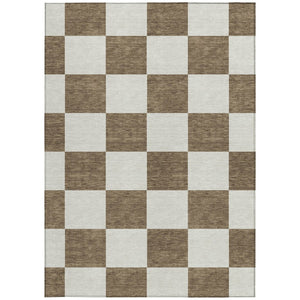HomeRoots 5' Chocolate & Ivory Geometric Indoor Outdoor Rug – Stylish, Washable & Durable for High-Traffic Areas 660674
