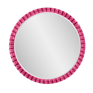 Howard Elliott Varsha Round Oversized Beaded Mirror – Customizable Elegance For Your Timeless Home Decor Pink Polyresin 66067hp-howard-elliott