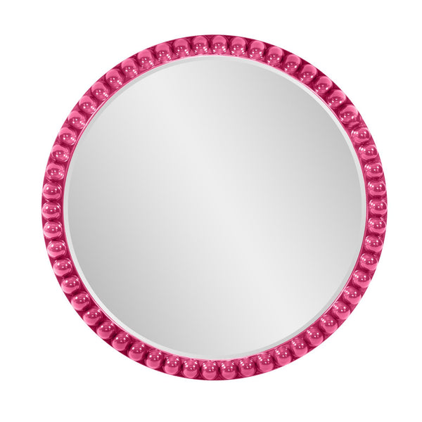 Howard Elliott Varsha Round Oversized Beaded Mirror – Customizable Elegance For Your Timeless Home Decor Pink Polyresin 66067hp-howard-elliott