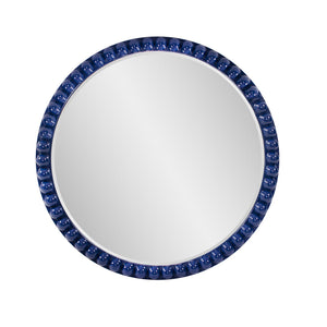 Howard Elliott Varsha Round Oversized Beaded Mirror – Customizable Elegance For Your Timeless Home Decor Blue Polyresin 66067na-howard-elliott
