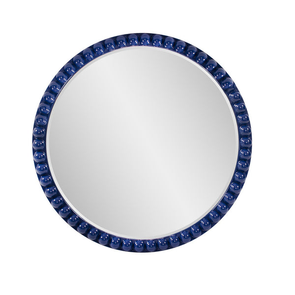 Howard Elliott Varsha Round Oversized Beaded Mirror – Customizable Elegance For Your Timeless Home Decor Blue Polyresin 66067na-howard-elliott
