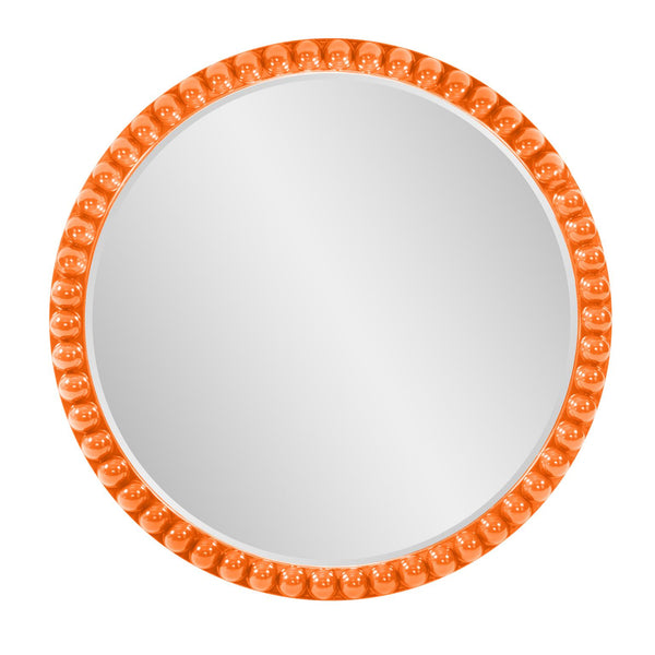 Howard Elliott Varsha Round Oversized Beaded Mirror – Customizable Elegance For Your Timeless Home Decor Orange Polyresin 66067o-howard-elliott