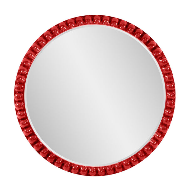 Howard Elliott Varsha Round Oversized Beaded Mirror – Customizable Elegance For Your Timeless Home Decor Red Polyresin 66067r-howard-elliott