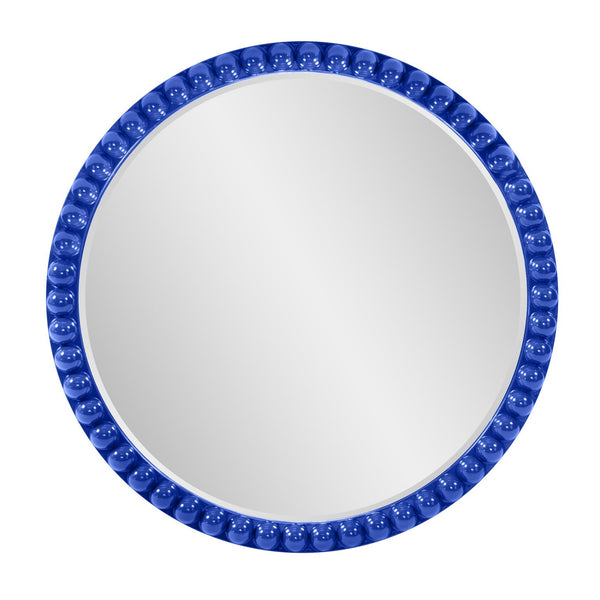 Howard Elliott Varsha Round Oversized Beaded Mirror – Customizable Elegance For Your Timeless Home Decor Blue Polyresin 66067rb-howard-elliott