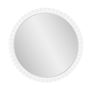 Howard Elliott Varsha Round Oversized Beaded Mirror – Customizable Elegance For Your Timeless Home Decor White Polyresin 66067w-howard-elliott