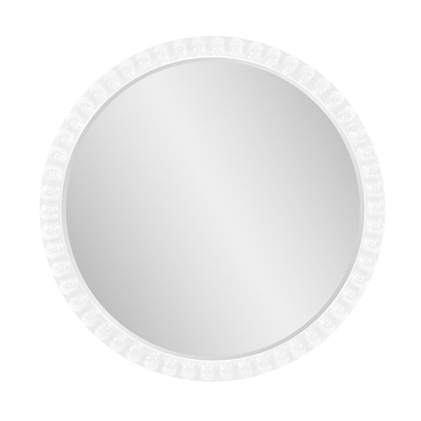 Howard Elliott Varsha Round Oversized Beaded Mirror – Customizable Elegance For Your Timeless Home Decor White Polyresin 66067w-howard-elliott