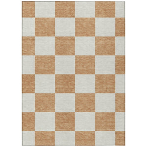HomeRoots 8' X 10' Copper and Ivory Geometric Area Rug - Washable, Durable, Stylish for Indoor & Outdoor Use! 660682