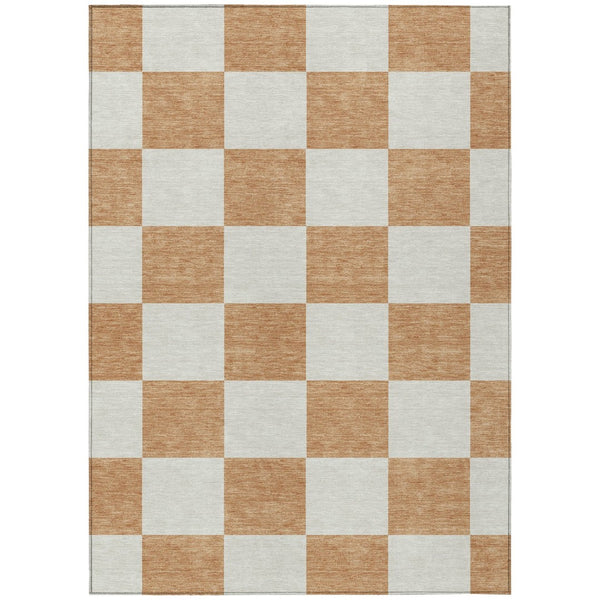 HomeRoots 8' X 10' Copper and Ivory Geometric Area Rug - Washable, Durable, Stylish for Indoor & Outdoor Use! 660682