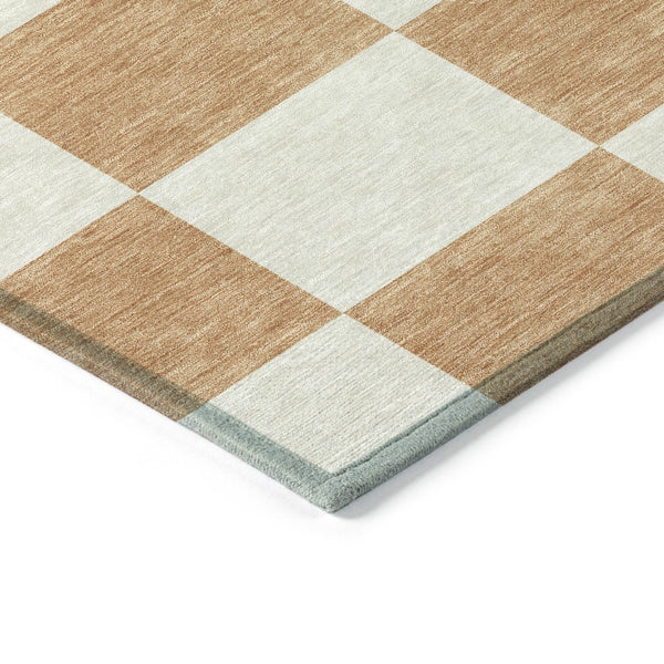 HomeRoots 8' X 10' Copper and Ivory Geometric Area Rug - Washable, Durable, Stylish for Indoor & Outdoor Use! 660682