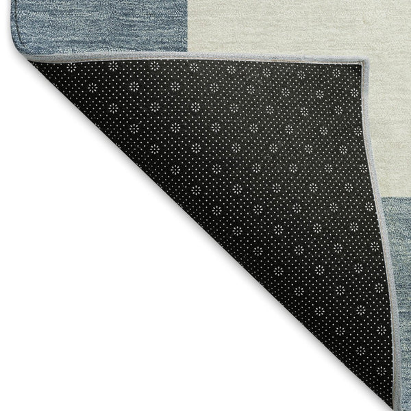 HomeRoots 5' X 8' Denim Blue & Ivory Geometric Area Rug - Durable, Washable, Indoor/Outdoor Versatile Design 660686