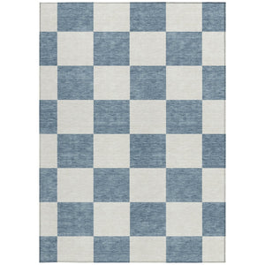 HomeRoots 9' Indoor/Outdoor Washable Area Rug in Denim Blue & Ivory - Durable Geometric Design for Any Space 660689