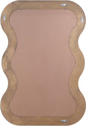 Meridian Furniture Bellagio Art Deco Sculptural Oak Veneer Wall Mirror with Curved Frame for Modern Interiors Brown 66068Brown-M