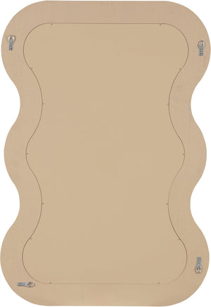 Meridian Furniture Bellagio Art Deco Sculptural Oak Veneer Wall Mirror with Curved Frame for Modern Interiors Natural 66068Oak-M