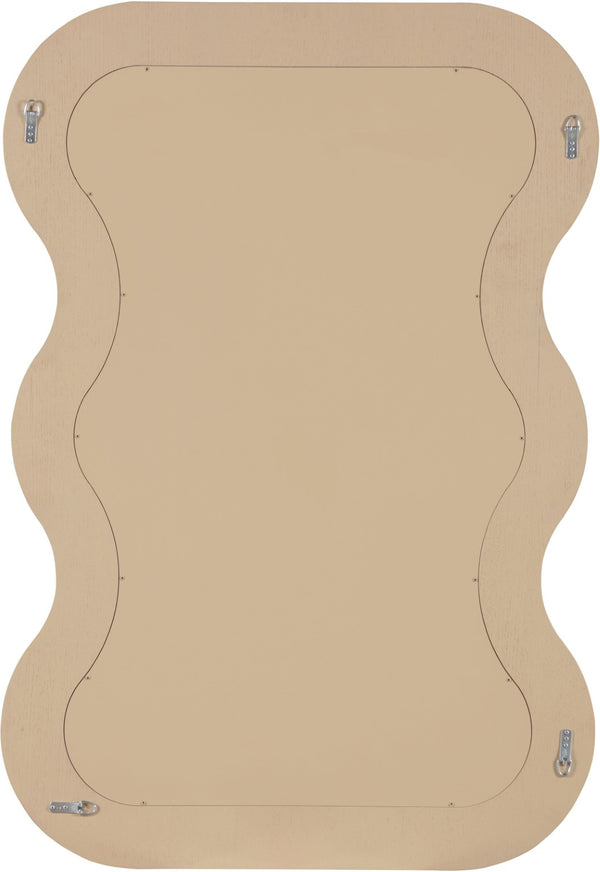 Meridian Furniture Bellagio Art Deco Sculptural Oak Veneer Wall Mirror with Curved Frame for Modern Interiors Natural 66068Oak-M