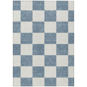 HomeRoots 10' Modern Denim Blue and Ivory Geometric Area Rug – Washable, Stain-Resistant for Indoor/Outdoor Use 660690