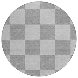 HomeRoots 8' Gray and Pewter Geometric Round Washable Area Rug - Stylish, Durable, Indoor/Outdoor Essential 660693
