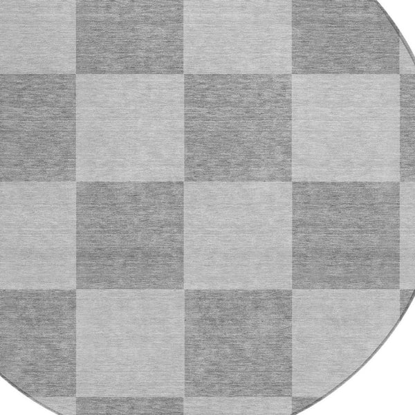 HomeRoots 8' Gray and Pewter Geometric Round Washable Area Rug - Stylish, Durable, Indoor/Outdoor Essential 660693