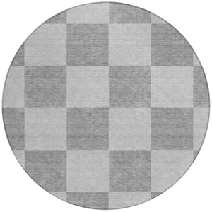 HomeRoots 8' Gray and Pewter Geometric Round Washable Area Rug - Stylish, Durable, Indoor/Outdoor Essential 660693