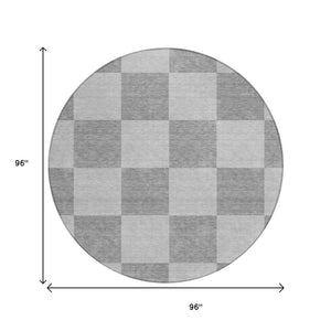 HomeRoots 8' Gray and Pewter Geometric Round Washable Area Rug - Stylish, Durable, Indoor/Outdoor Essential 660693