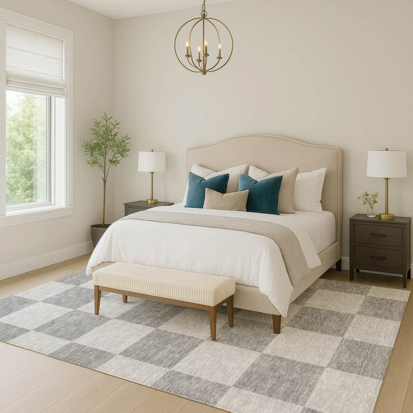 HomeRoots 10' Gray and Pewter Geometric Washable Area Rug - Versatile Indoor/Outdoor Decor for Modern Spaces 660696
