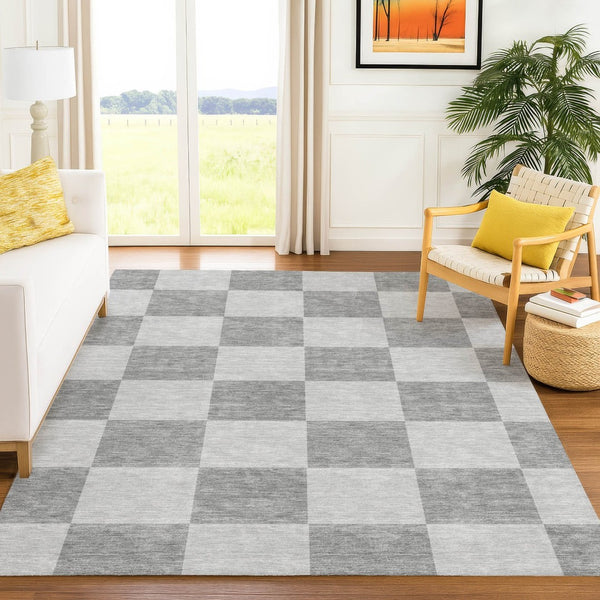 HomeRoots 10' Gray and Pewter Geometric Washable Area Rug - Versatile Indoor/Outdoor Decor for Modern Spaces 660696