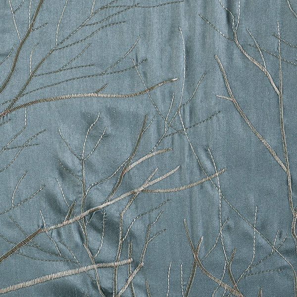 JLA Home Madison Park - Curtain Embroidered Faux Silk Panel with Lined Privacy Backing, Tree Branch Motif, Sheen Finish Blue MP40-1295