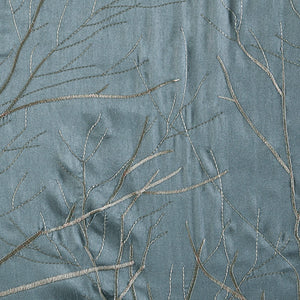 JLA Home Madison Park - Curtain embroidered faux silk panel with tree branch motif, lined for privacy and luxe drape, versatile hanging Blue MP40-1297