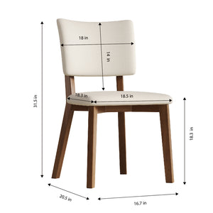 English Elm Solid wood dining chair set of 2 with PU leather seats, ash wood frame, ergonomic comfort, White+Walnut blend elegance W509P342510