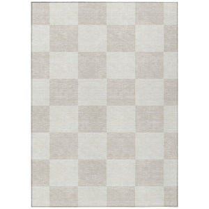 HomeRoots 8' X 10' Ivory and Beige Geometric Washable Rug - Stylish, Durable, Indoor/Outdoor Versatility! 660700