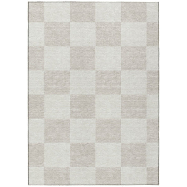 HomeRoots 8' X 10' Ivory and Beige Geometric Washable Rug - Stylish, Durable, Indoor/Outdoor Versatility! 660700