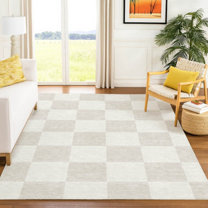 HomeRoots 8' X 10' Ivory and Beige Geometric Washable Rug - Stylish, Durable, Indoor/Outdoor Versatility! 660700