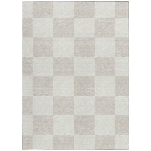HomeRoots 10' Ivory and Beige Geometric Area Rug – Washable, Durable Indoor/Outdoor Rug for Modern Spaces 660702